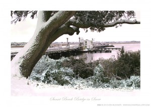 Sunset Beach Bridge in Snow Ken Buckner