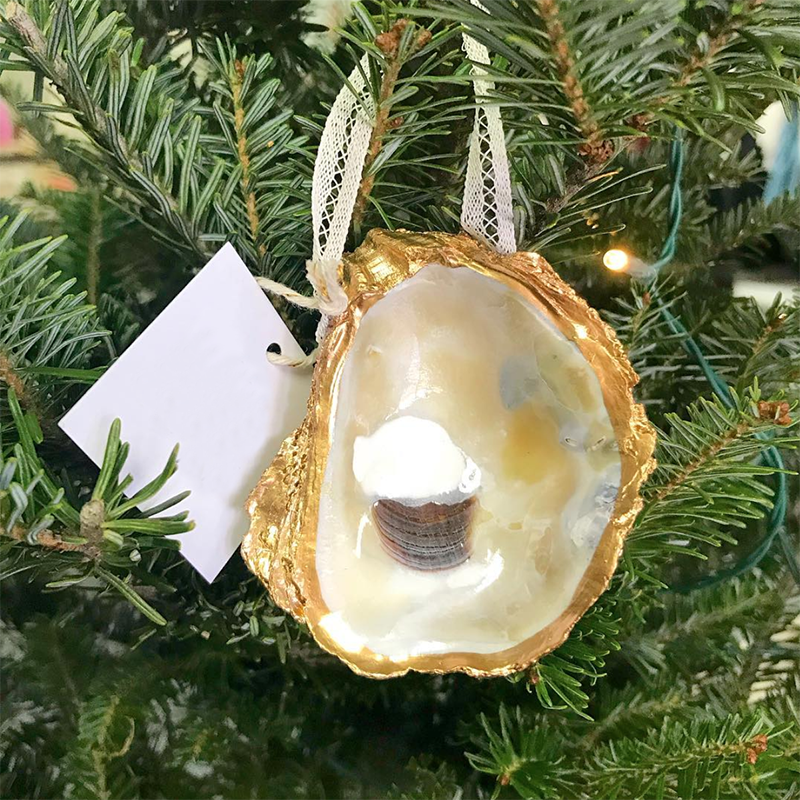 Golden Oyster Shell Ornament