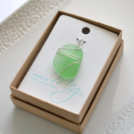 MEG Sea Glass Pendant - Seafoam Green, Kelly Green