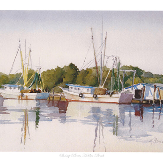 Shrimp Boats Holden Beach Painting by Ken Buckner
