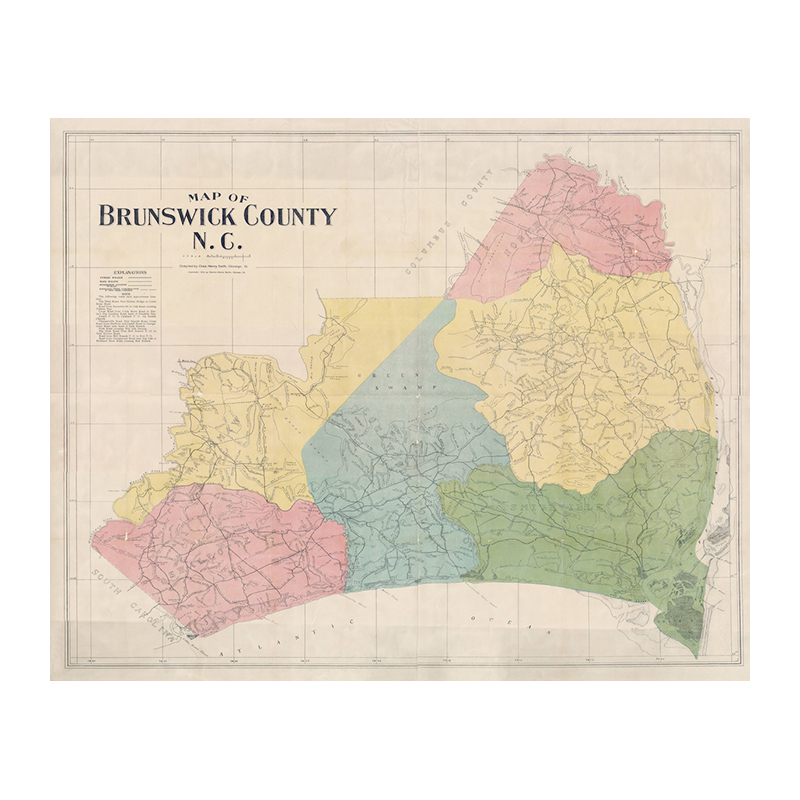 Historic Brunswick County Map From 1910