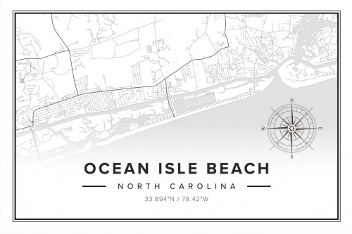 Ocean Isle Beach Map Print