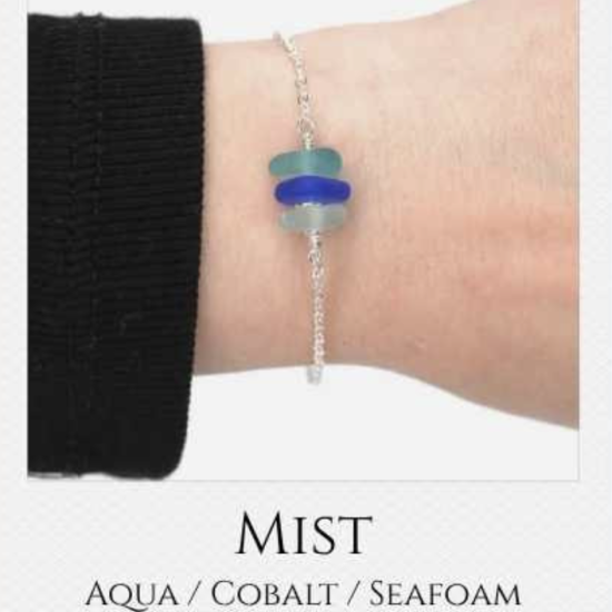 3 Stone Adjustable Sea Glass Bracelet