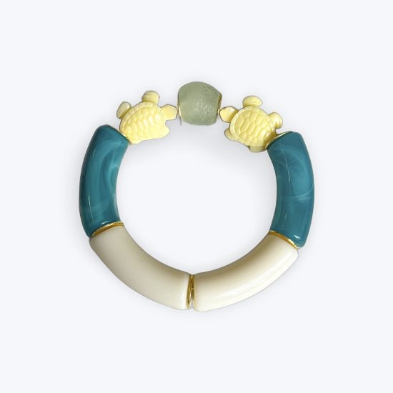 Moments Bracelets: Ivory White and Light Blue Sea Turtle