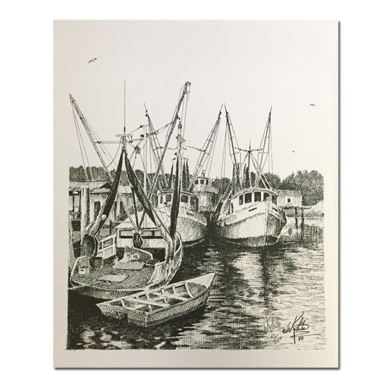 Fishing Boats Black and White Print by Keith White