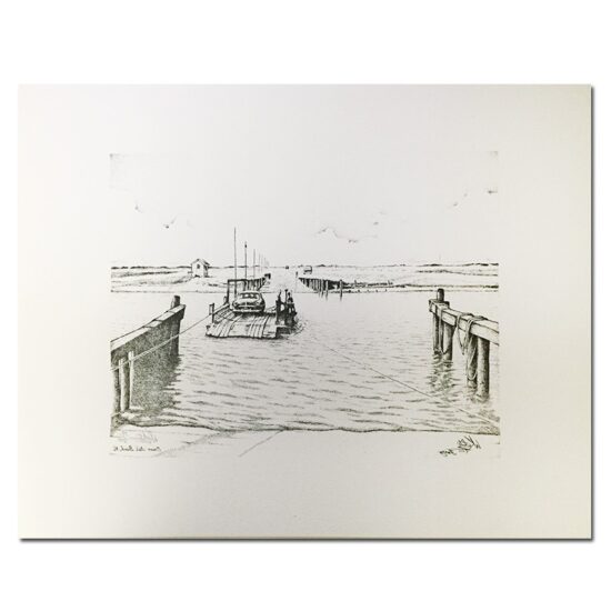 Ocean Isle Beach Ferry Black and White Print by Keith White