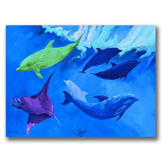Dolphins with Stingray by Ivey Hayes (1166)